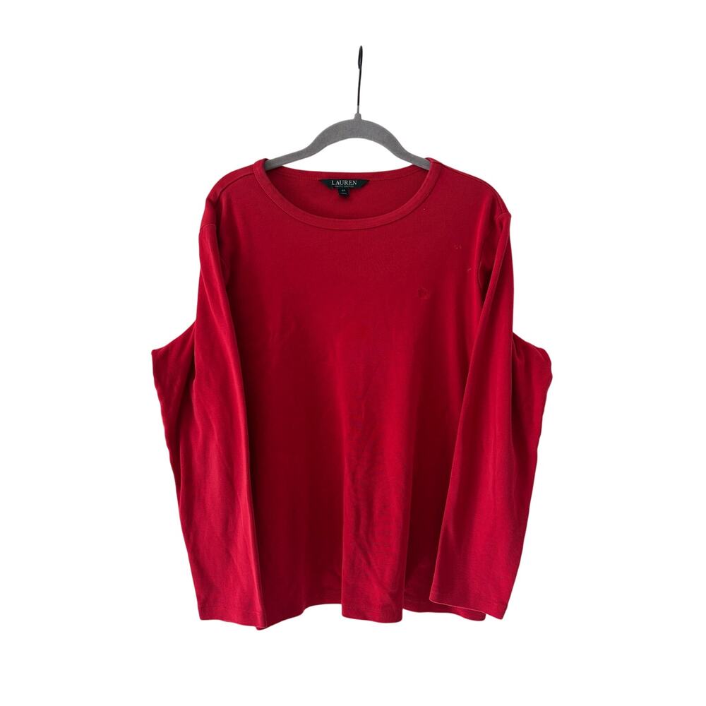 Lauren Ralph Lauren Red Long Sleeve Cotton Shirt 2X - Picture 2 of 9